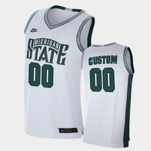 Men's Michigan State Spartans NCAA #00 Custom White Authentic Nike Retro Stitched College Basketball Jersey GQ32T06EK